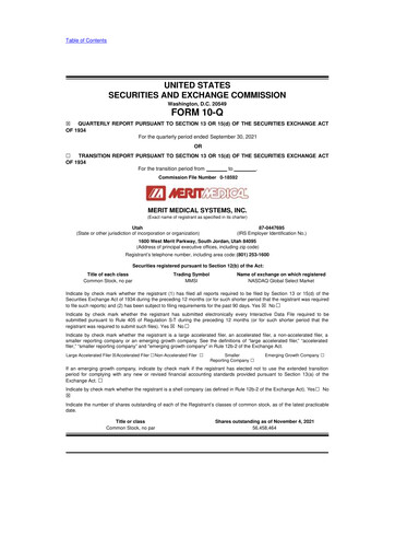 Thumbnail Merit Medical 10-Q Quarterly Report FY2021 