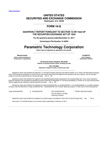 Thumbnail PTC 10-Q Quarterly Report FY2012 