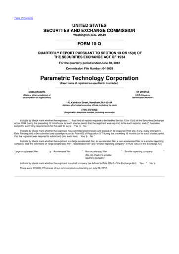 Thumbnail PTC 10-Q Quarterly Report FY2012 