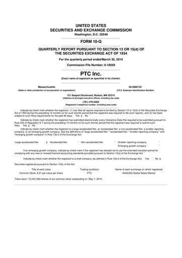 Thumbnail PTC 10-Q Quarterly Report FY2019 