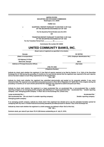 Miniature United Community Bank 10-Q Rapport trimestriel  