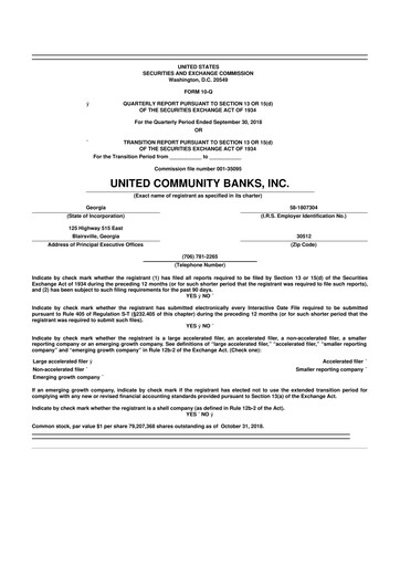 Miniature United Community Bank 10-Q Rapport trimestriel  