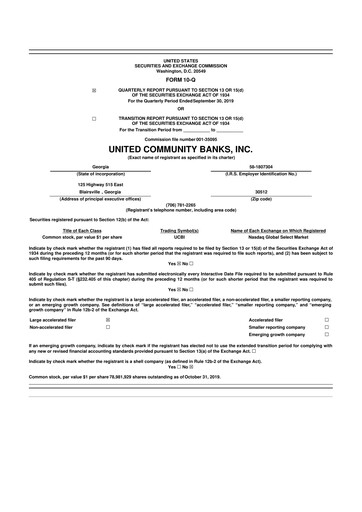 Miniature United Community Bank 10-Q Rapport trimestriel  
