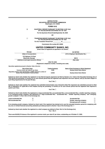 Miniature United Community Bank 10-Q Rapport trimestriel  