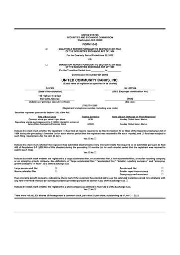 Miniature United Community Bank 10-Q Rapport trimestriel  