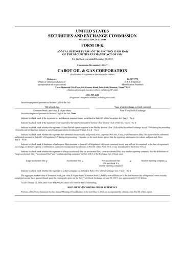 Thumbnail Coterra Energy 10-K Annual Report 2015