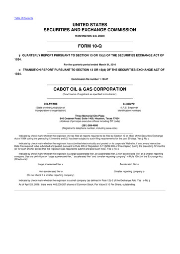 Vorschaubild Coterra Energy 10-Q Quartalsbericht 2016 