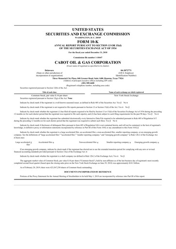 Thumbnail Coterra Energy 10-K Annual Report 2018