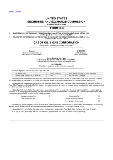Vorschaubild Coterra Energy 10-Q Quartalsbericht 2021 