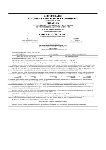 Thumbnail Coterra Energy 10-K Annual Report 2024