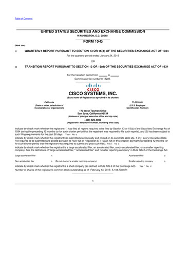 Miniature Cisco 10-Q Rapport trimestriel 2015 