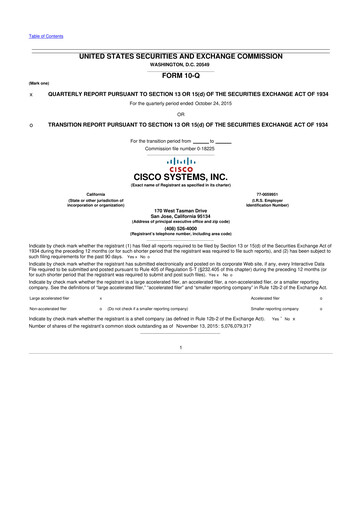 Miniature Cisco 10-Q Rapport trimestriel 2016 