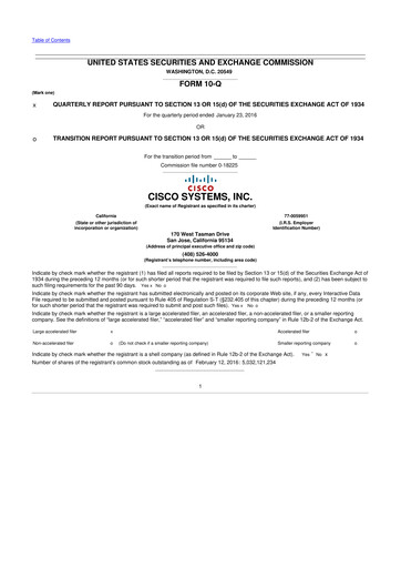 Miniature Cisco 10-Q Rapport trimestriel 2016 