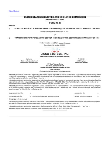 Miniature Cisco 10-Q Rapport trimestriel 2017 