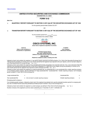 Miniature Cisco 10-Q Rapport trimestriel 2018 