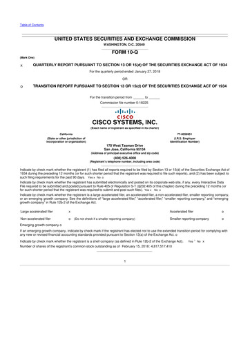 Miniature Cisco 10-Q Rapport trimestriel 2018 