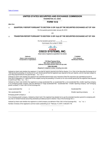 Miniature Cisco 10-Q Rapport trimestriel 2019 