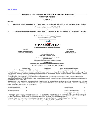 Miniature Cisco 10-Q Rapport trimestriel 2019 