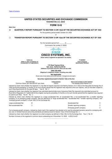 Miniature Cisco 10-Q Rapport trimestriel 2021 