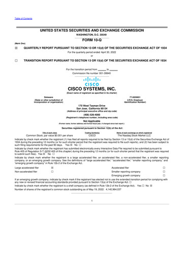 Miniature Cisco 10-Q Rapport trimestriel 2022 