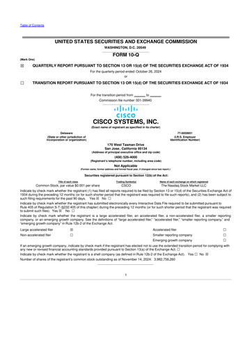 Miniature Cisco 10-Q Rapport trimestriel 2025 