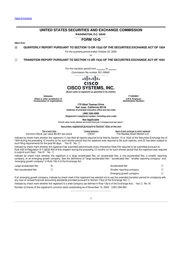 Miniature Cisco 10-Q Rapport trimestriel 2026 