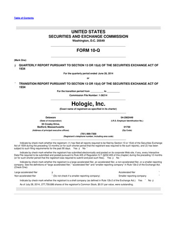 Miniature Hologic 10-Q Rapport trimestriel 2014 