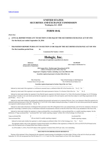 Thumbnail Hologic 10-K Annual Report 2016