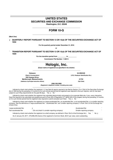 Miniature Hologic 10-Q Rapport trimestriel 2017 