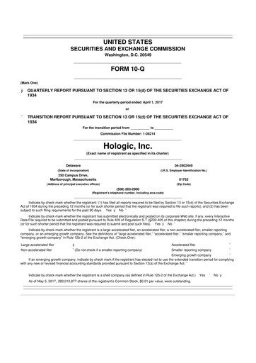 Miniature Hologic 10-Q Rapport trimestriel 2017 