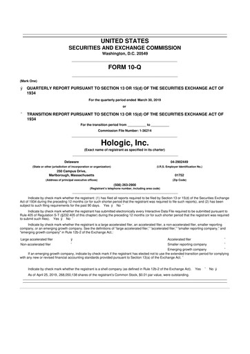Miniature Hologic 10-Q Rapport trimestriel 2019 