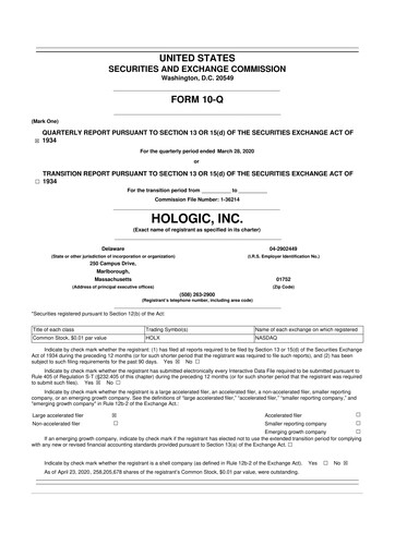 Miniature Hologic 10-Q Rapport trimestriel 2020 