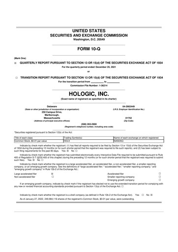 Miniature Hologic 10-Q Rapport trimestriel 2022 