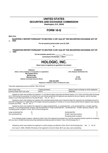 Miniature Hologic 10-Q Rapport trimestriel 2022 