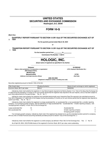 Miniature Hologic 10-Q Rapport trimestriel 2024 