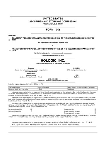 Miniature Hologic 10-Q Rapport trimestriel 2024 