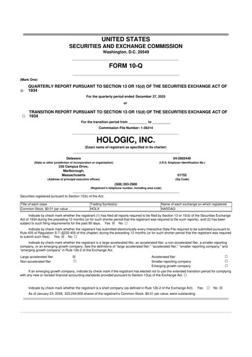 Miniature Hologic 10-Q Rapport trimestriel 2026 
