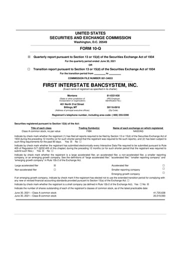 Thumbnail First Interstate BancSystem 10-Q Quarterly Report FY2021 