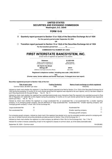 Thumbnail First Interstate BancSystem 10-Q Quarterly Report FY2024 