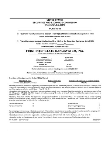 Thumbnail First Interstate BancSystem 10-Q Quarterly Report FY2026 