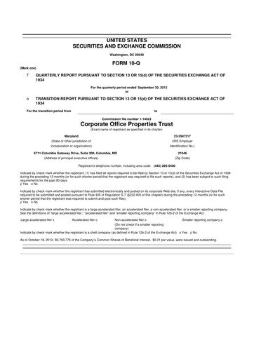 Thumbnail COPT Defense Properties 10-Q Quarterly Report FY2012 