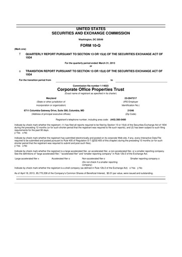 Thumbnail COPT Defense Properties 10-Q Quarterly Report FY2013 