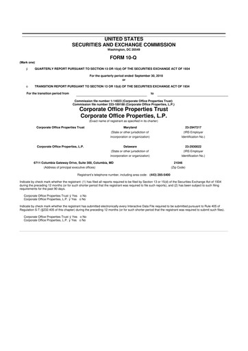 Thumbnail COPT Defense Properties 10-Q Quarterly Report FY 