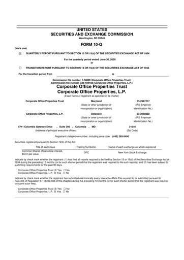 Thumbnail COPT Defense Properties 10-Q Quarterly Report FY2020 