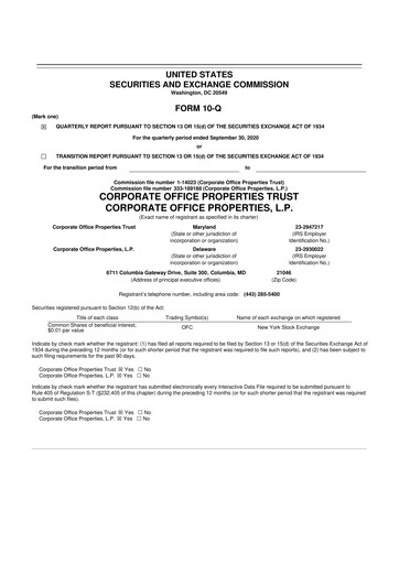 Thumbnail COPT Defense Properties 10-Q Quarterly Report FY 