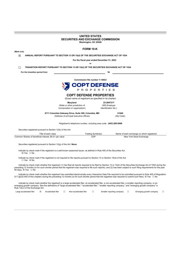 Thumbnail COPT Defense Properties 10-K Annual Report 2023