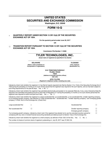 Thumbnail Tyler Technologies
 10-Q Quarterly Report FY2017 