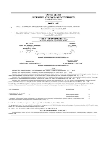 Thumbnail Tyler Technologies
 10-K Annual Report 2017