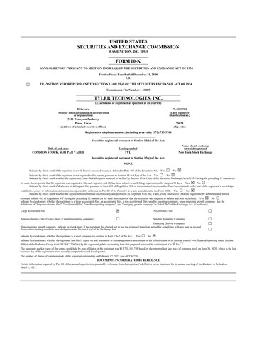 Thumbnail Tyler Technologies
 10-K Annual Report 2020