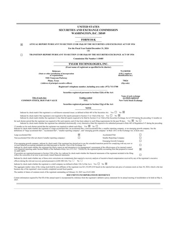 Thumbnail Tyler Technologies
 10-K Annual Report 2024